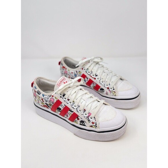 Adidas x Hello Kitty Nizza Sanrio Mens Shoes White Platform Sneakers Casual US 7 - Picture 2 of 5